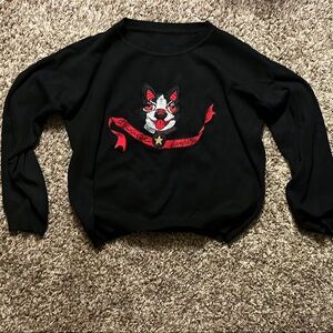 Black Sweatshirt with Dog Embroidery